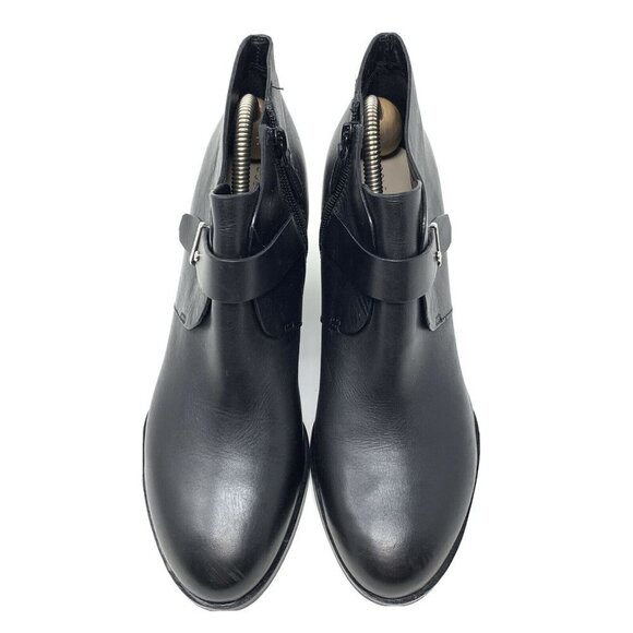 Cole Haan 9.5 Rand Booties Black Leather Wedge Ank - Picture 5 of 9